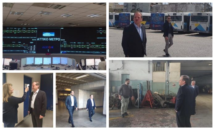 Επίσκεψη της πολιτικής ηγεσίας του Υπουργείου Υποδομών και Μεταφορών στο Κέντρο Ελέγχου του Μετρό στο Σύνταγμα και στο αμαξοστάσιο λεωφορείων στον Βοτανικό