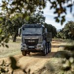 The new MAN TGS 35.500 four-axle truck with the NN cab as tipper truck.
