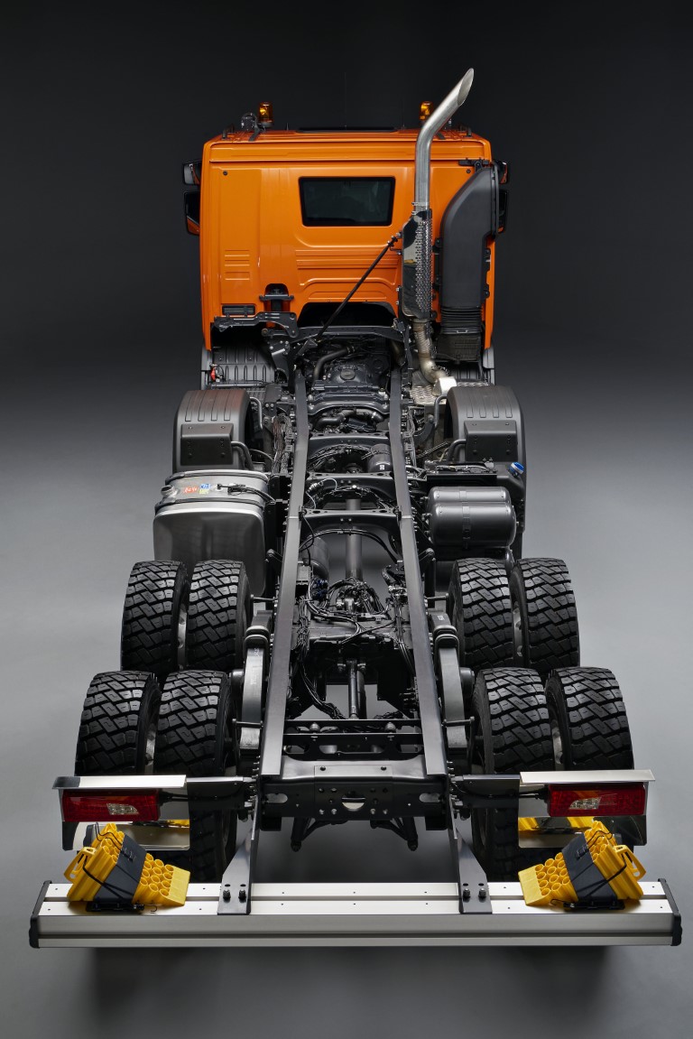 Cab exterior of a Scania XT Wheel configuration 8x4 00448E Exhaust outlet direction Vertical 00392C Air intake Rear high 02253B Södertälje, Sweden Photo: Göran Wink 2017