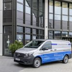 Mercedes-Benz eVito mit vollelektrischem Antrieb, Exterieur, 85 kW, bis zu 300 Nm, Batteriekapazität: 41 kWh, Länge/Breite/Höhe: 5.140/1.928/1.945  mm, Radstand: 3.200 mm, Zuladung: 1.015 kg, zul. Gesamtgewicht: 3.200 kg Mercedes-Benz eVito with all-electric drive, exterior, 85 kW, up to 300 Nm, battery capacity: 41 kWh, length/width/height: 5140/1928/1945 mm, wheelbase: 3200 mm, payload: 1015 kg, gross vehicle weigth: 3200 kg.