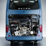 Setra Reisebusse 2022, Setra ComfortClass 515 HD, Exterieur, Denim-Blau metallic, OM 470 mit 335 kW (456 PS), 10,7 L Hubraum, 8-Gang Mercedes PowerShift 3, Active Brake Assist 5, Predictive Powertrain Control, Active Drive Assist 2, Driver Score, Spur-Assistant, Sideguard Assist, 360 Grad Kamera, LED-Scheinwerfer, Länge/Breite/Höhe: 12.295/2.550/3.770 mm, Bestuhlung: 1/44  Setra coach 2022, Setra ComfortClass 515 HD, Exterior, Denim blue metallic, OM 470 rated at 335 kW/456 hp, displacement 10.7 l, 8-speed Mercedes PowerShift, , Active Brake Assist 5, Predictive Powertrain Control, Active Drive Assist 2, Driver Score, Lane Assist, Sideguard Assist, 360 degrees camera, LED headlamps, length/width/height: 12295/2550/3770 mm, seating: 1/44.